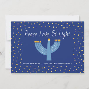 Simple Blue and Gold Foil Hanukkah Card