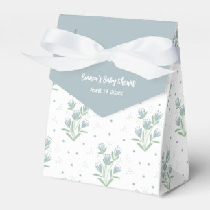 Simple Blue and Green Flowers Baby Shower Favour Box