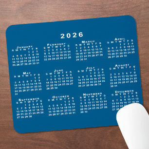 Simple Blue and White 2026 Calendar Mouse Pad