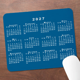 Simple Blue and White 2027 Calendar Mouse Pad