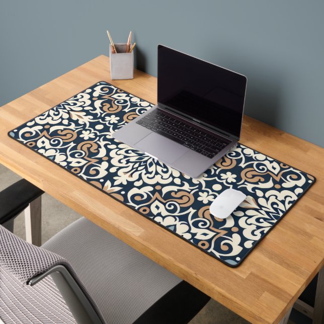 Simple Blue and White Batik pattern Desk Mat (Office 2)