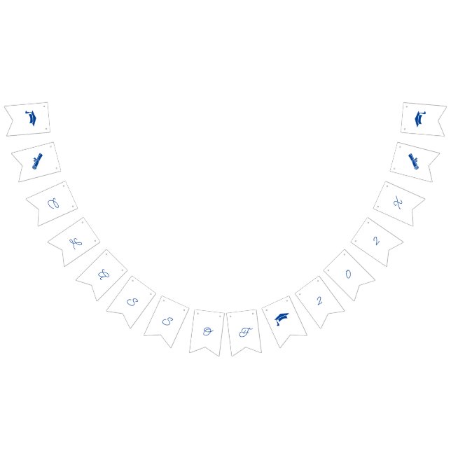 Simple Blue And White Customisable Graduation Bunting (All)