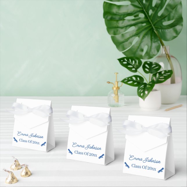 Simple Blue And White Customised Graduation Favour Box (Multiple)