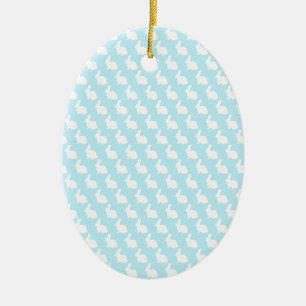 Simple Blue and White Easter Bunny Ceramic Tree Decoration