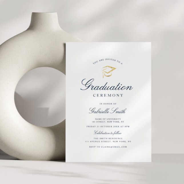 simple blue and white graduation ceremony invitation (Creator Uploaded)