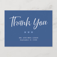 Simple Blue and White Hearts Wedding Thank You