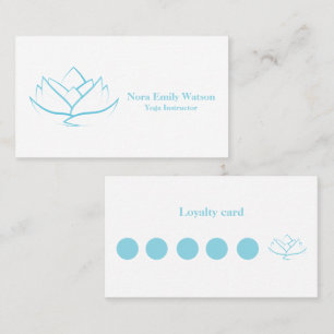 Simple Blue and White Lotus Flower Business Flat Loyalty Card