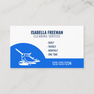 Simple Blue and White Maid House Cleaning Service Business Card