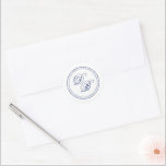 Simple Blue and white monogram envelope seal<br><div class="desc">Simple Blue and white monogram wedding envelope seal stickers</div>