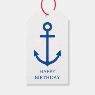 Simple Blue and White Nautical Anchor Personalized Gift Tags