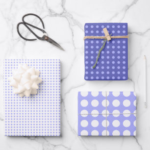 Simple Blue and White Polka Dots Pattern Wrapping Paper Sheet