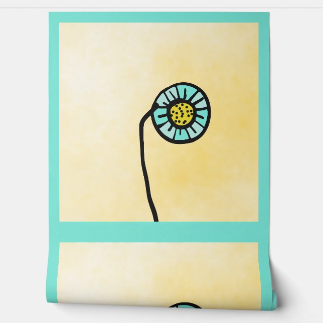 simple blue and yellow flower wallpaper (Unrolling)