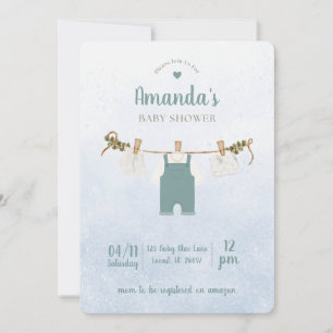 Simple Blue Baby Boy Shower Invitation