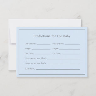 Simple Blue Baby Shower Boy Baby Predictions Card