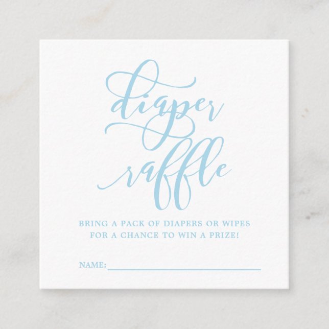 Simple Blue Baby Shower Diaper Raffle Enclosure Card (Front)