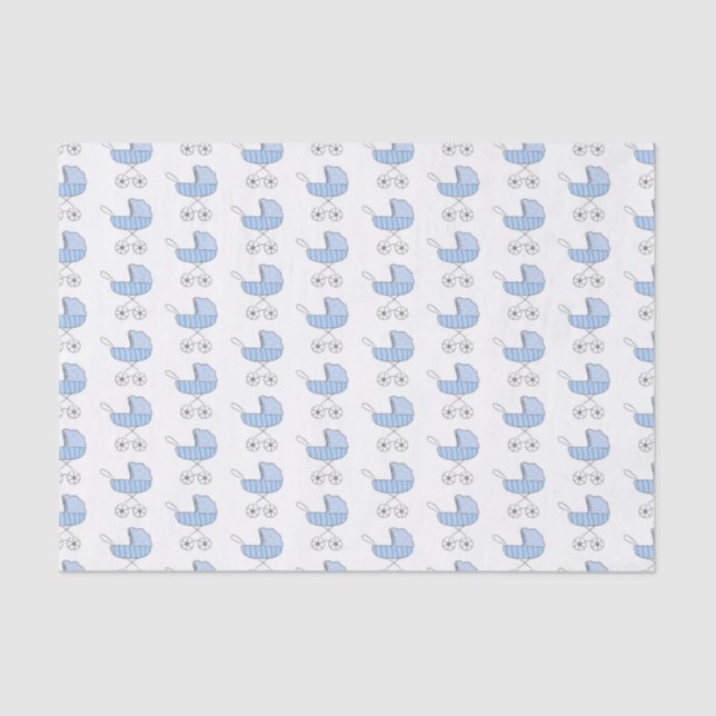 Simple Blue Baby Stroller Pattern Tissue Paper (Front)