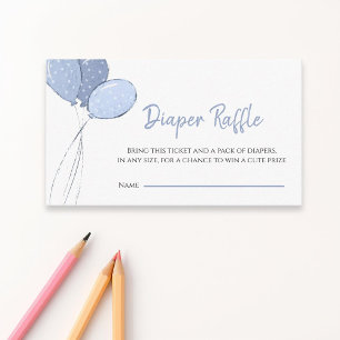 Simple Blue Balloons Baby Shower Diaper Raffle Enclosure Card