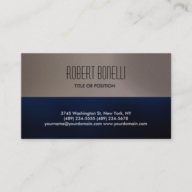Simple Blue Beige Business Card (Front)