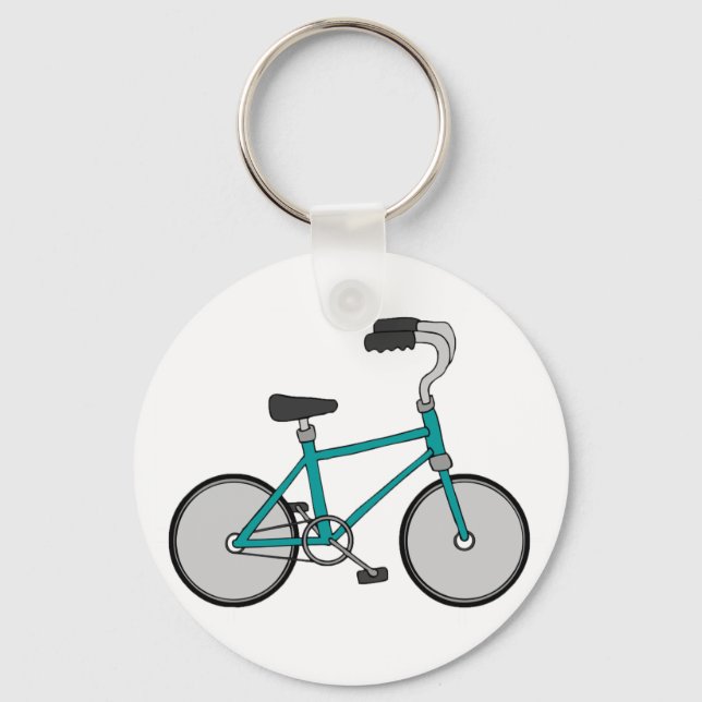 Simple Blue Bicycle Retro Bike Key Ring (Front)
