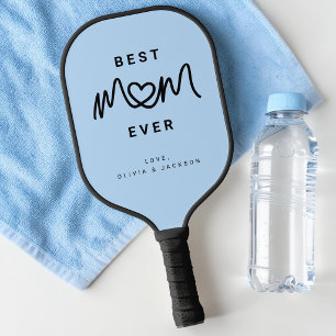 Simple Blue Black Script Cute Modern Best Mum Ever Pickleball Paddle