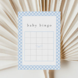 Simple Blue Bow Baby Bingo Game Card