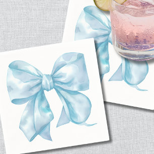 Simple Blue Bow Baby Shower Napkin