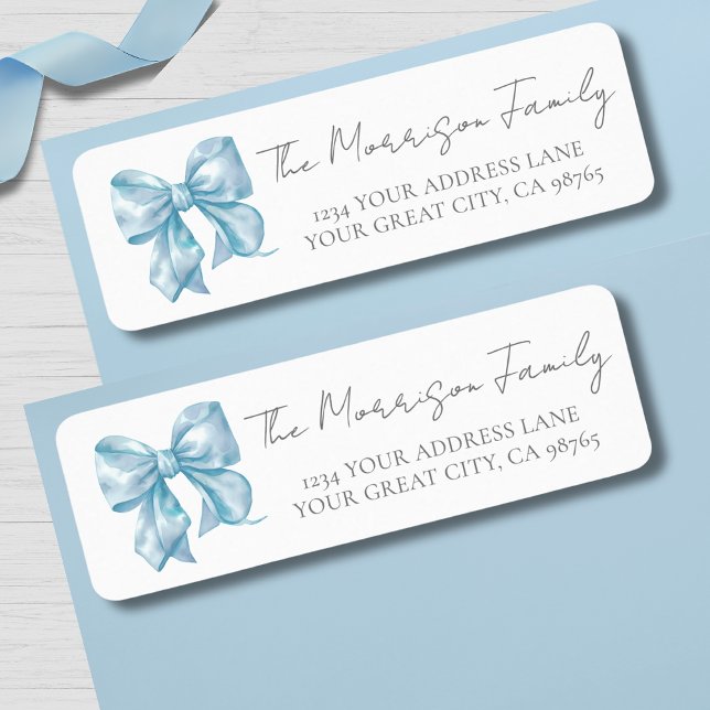 Simple Blue Bow Return Address (Simple Blue Bow Return Address label)