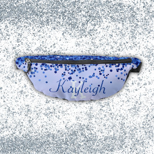 Simple Blue Brushed Metal and Glitter Monogram   Bum Bags