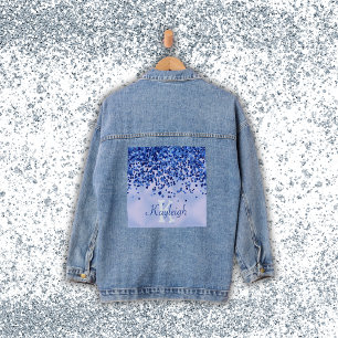Simple Blue Brushed Metal and Glitter Monogram   Denim Jacket