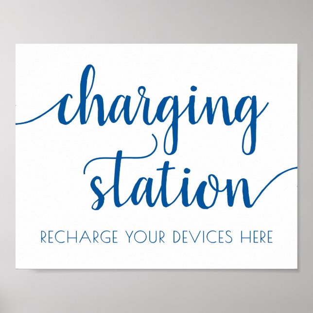 Simple Blue Charging Station | Cerulean Event Sign (Front)