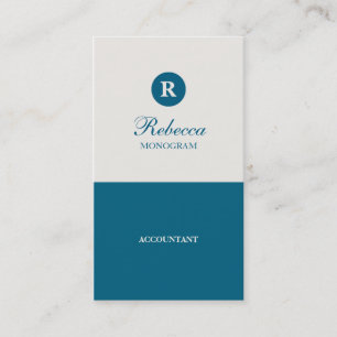 Simple Blue & Cream Monogram Business Cards