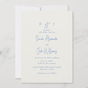 Simple Blue & Cream Wedding Website Invitation