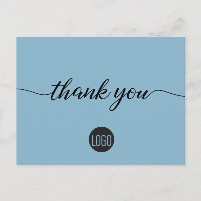 Simple blue Customer Appreciation with logo Postcard (Front)