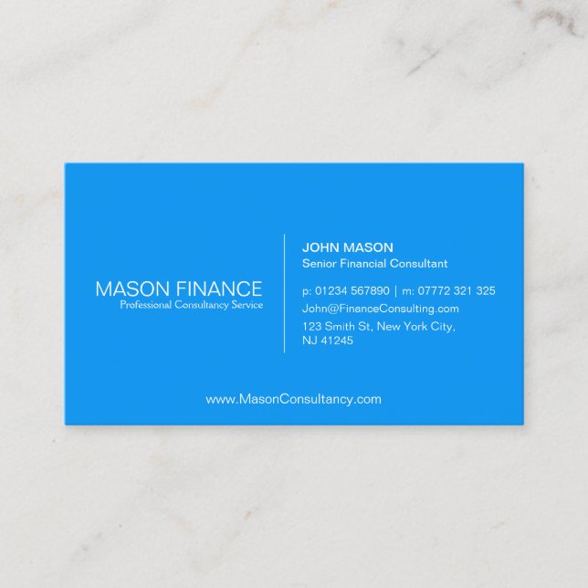 Simple Blue Customisable Business Card Template (Front)