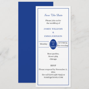 Simple Blue Customisable Save The Date Invitation