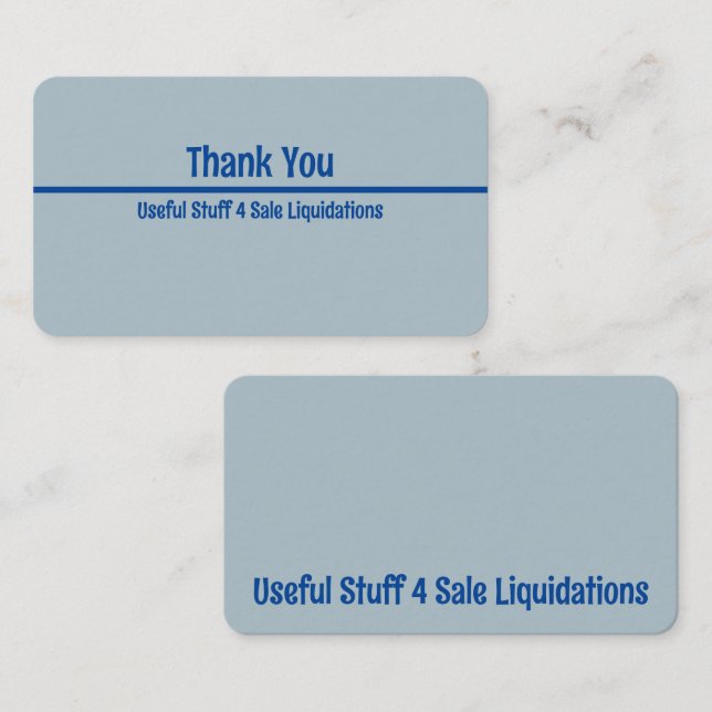 Simple Blue Customisable Thank you Cards (Front/Back)
