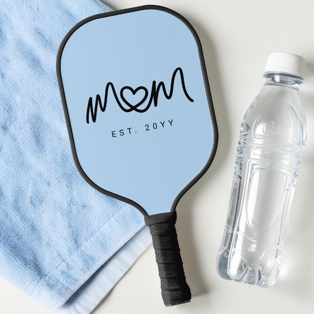 Simple Blue Cute Heart Script Mum Established Est Pickleball Paddle (Simple Blue Cute Heart Script Mom Established Est Pickleball Paddle)