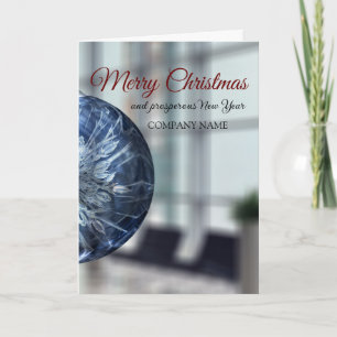 Simple blue decoration and office space company holiday card