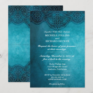 Simple Blue Elegance Wedding Invitation