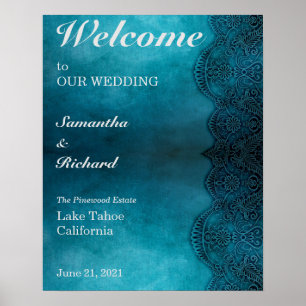 Simple Blue Elegance Wedding Poster