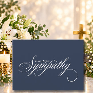 Simple Blue Elegant Script Sympathy Card