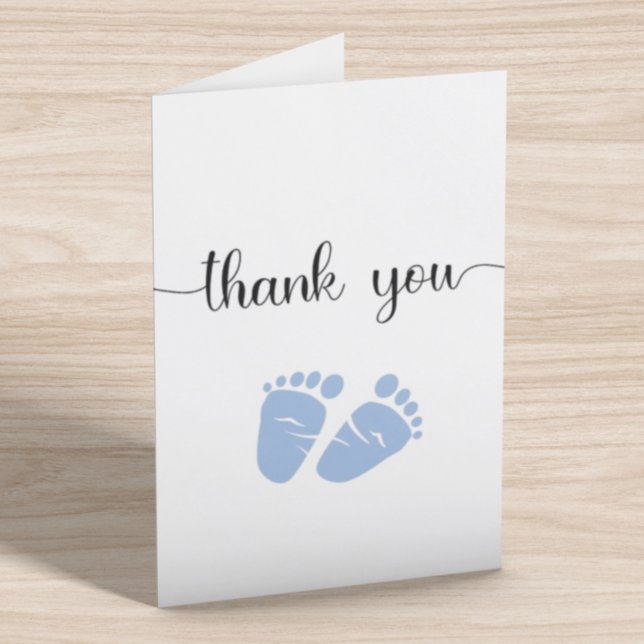 Simple Blue Feet Boy Baby Shower Thank You Card (Creator Uploaded)