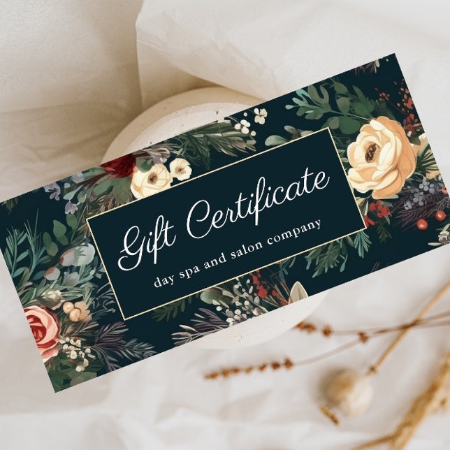 Simple Blue Floral Classic Gift Certificate (Creator Uploaded)