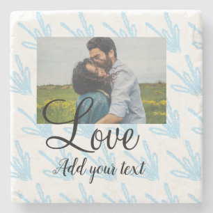Simple blue floral glitter sparkle texture add ph stone coaster