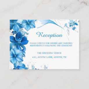 Simple Blue Floral Wedding ReceptionEnclosure Card