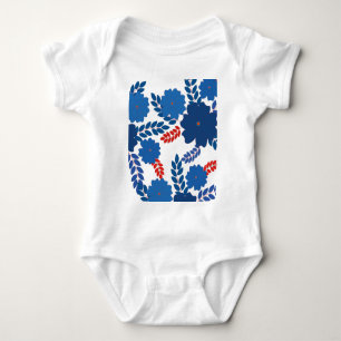 Simple blue flowers vector design baby bodysuit
