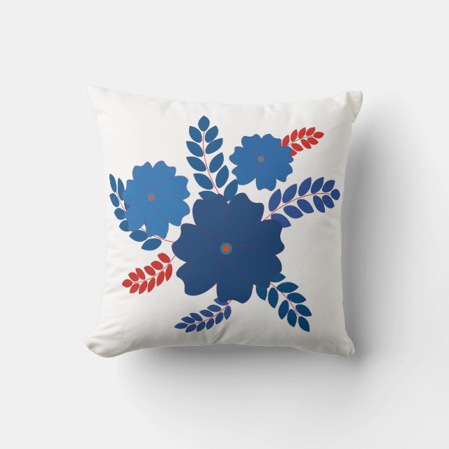Simple blue flowers vector design cushion (Front)