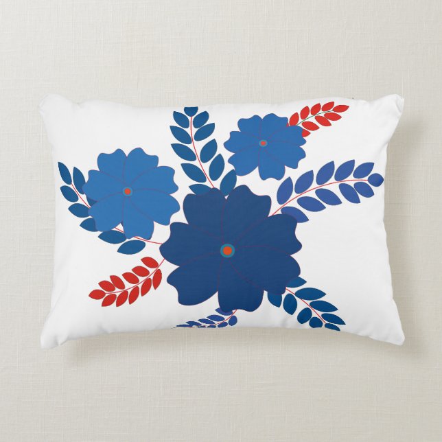 Simple blue flowers vector design decorative cushion (Front)
