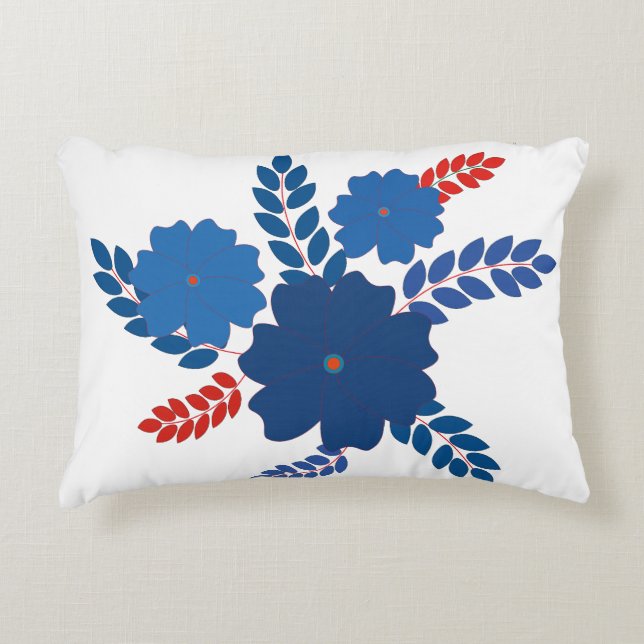 Simple blue flowers vector design decorative cushion (Front)