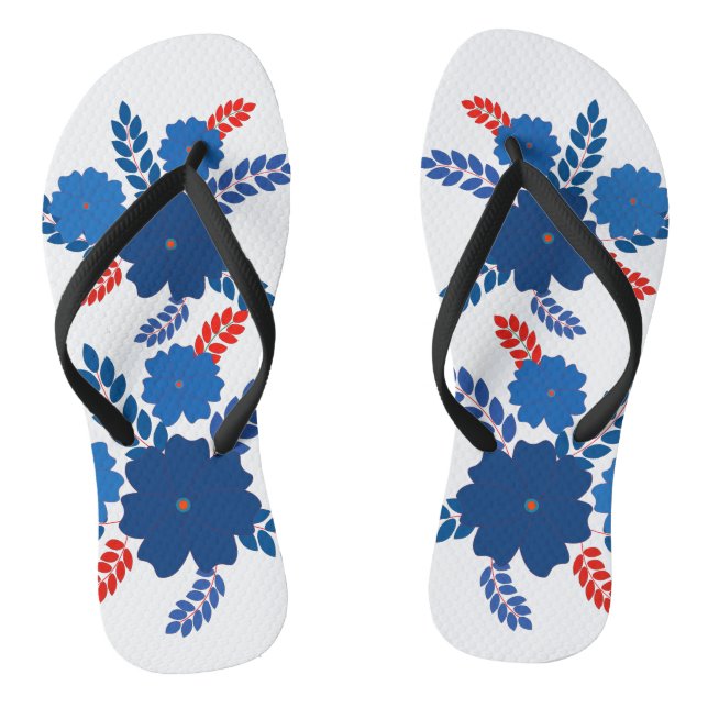 Simple blue flowers vector design jandals (Footbed)